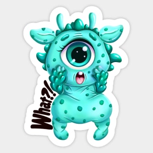 Surprised Little Monster "What?!” Sticker